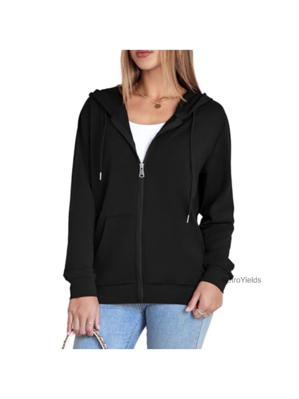 Women's Zip Up Hoodie Lightweight Fleece Casual Oversized Long Sleeve with